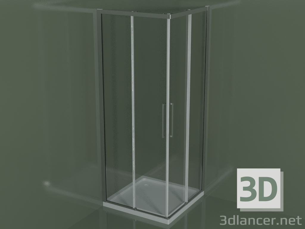 3d model Mampara de ducha ZA + ZA 80 con puerta corredera para platos de ducha de esquina - vista previa