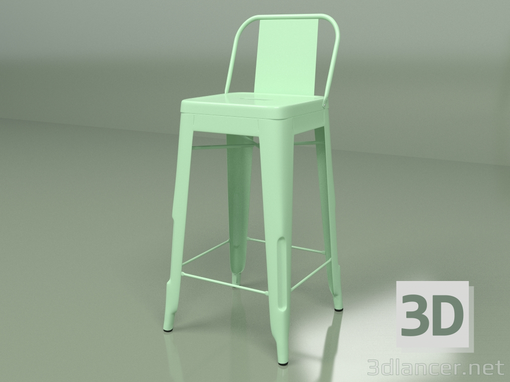 3d model Taburete de bar Marais Color con respaldo (verde claro) - vista previa