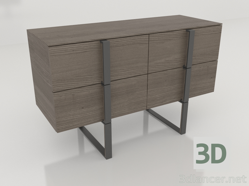 Modelo 3d Cômoda com 4 gavetas (escura) - preview