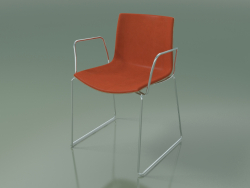 Silla 0326 (sobre rieles con reposabrazos, con moldura frontal, roble blanqueado)