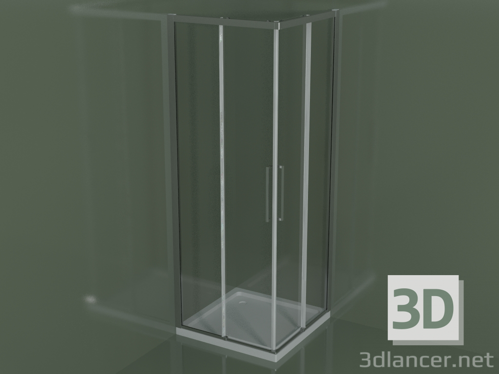 3d model Mampara de ducha ZA + ZA 75 con puerta corredera para platos de ducha de esquina - vista previa