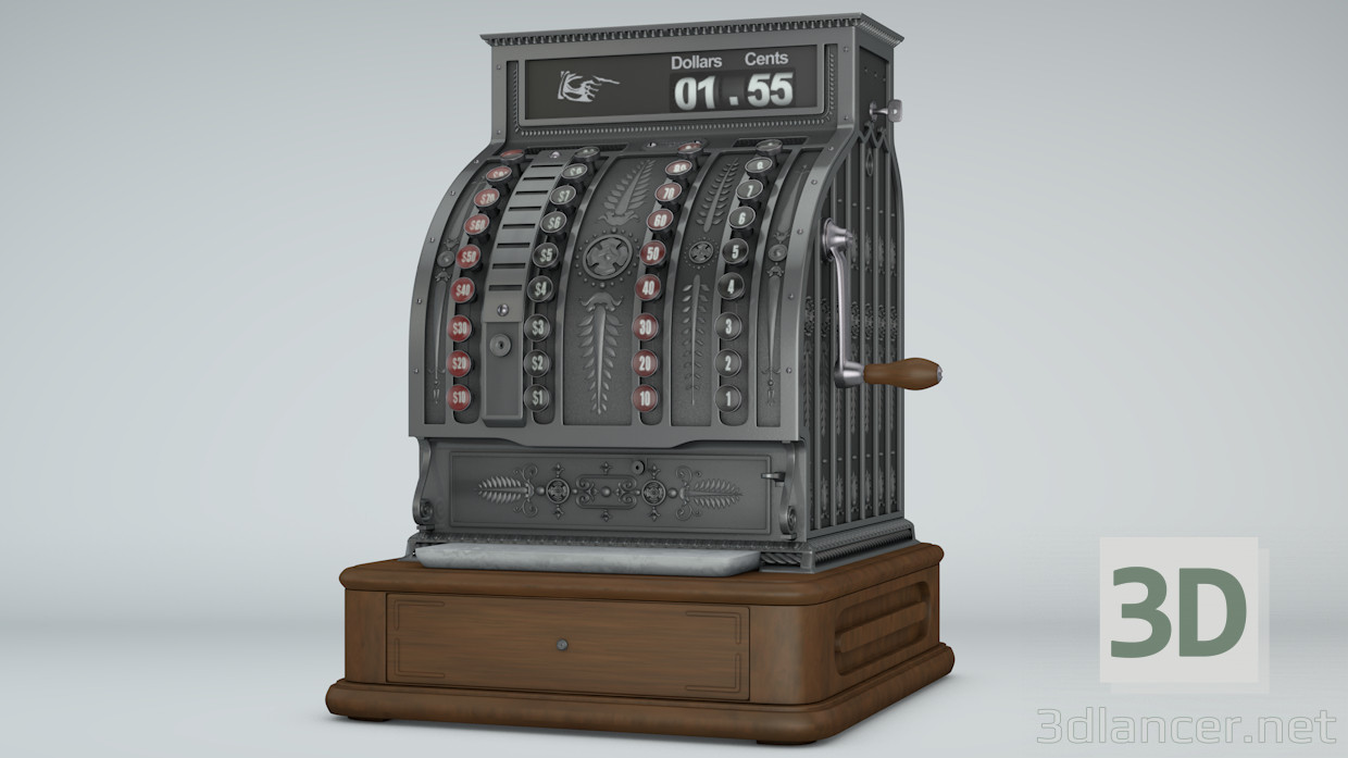 3d model caja registradora - vista previa