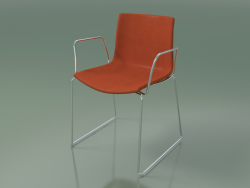 Silla 0326 (sobre rieles con reposabrazos, con moldura frontal, efecto teca)