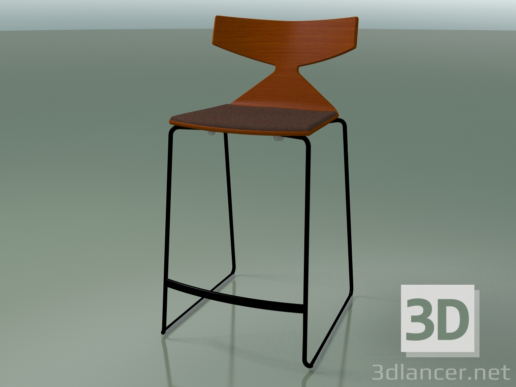 3d model Taburete de bar apilable 3712 (con cojín, naranja, V39) - vista previa