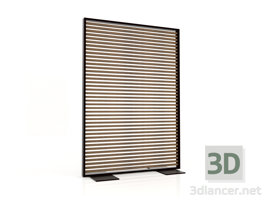 3D Modell Trennwand aus Kunstholz und Aluminium 120x170 (Teak, Schwarz) - Vorschau