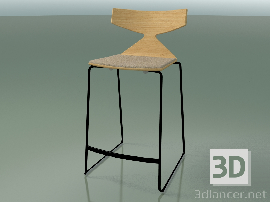 Modelo 3d Banqueta de bar empilhável 3712 (com almofada, carvalho natural, V39) - preview