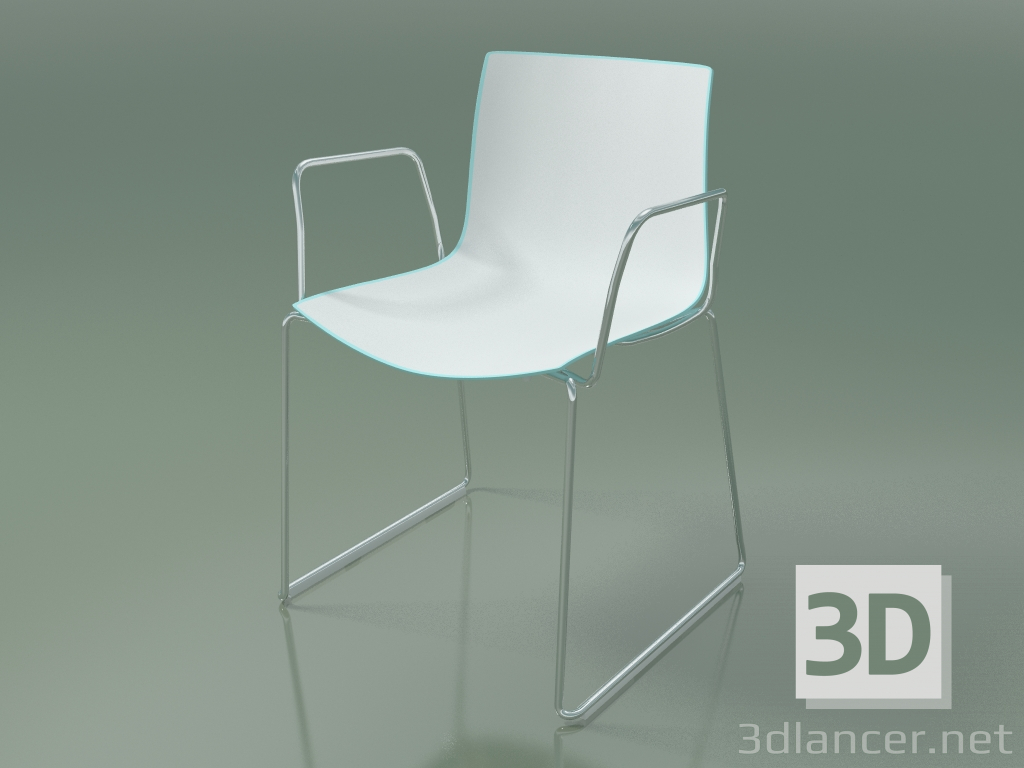 3d model Silla 0278 (sobre rieles con reposabrazos, polipropileno bicolor) - vista previa