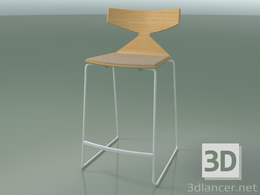 modello 3D Sgabello da bar impilabile 3712 (con cuscino, rovere naturale, V12) - anteprima