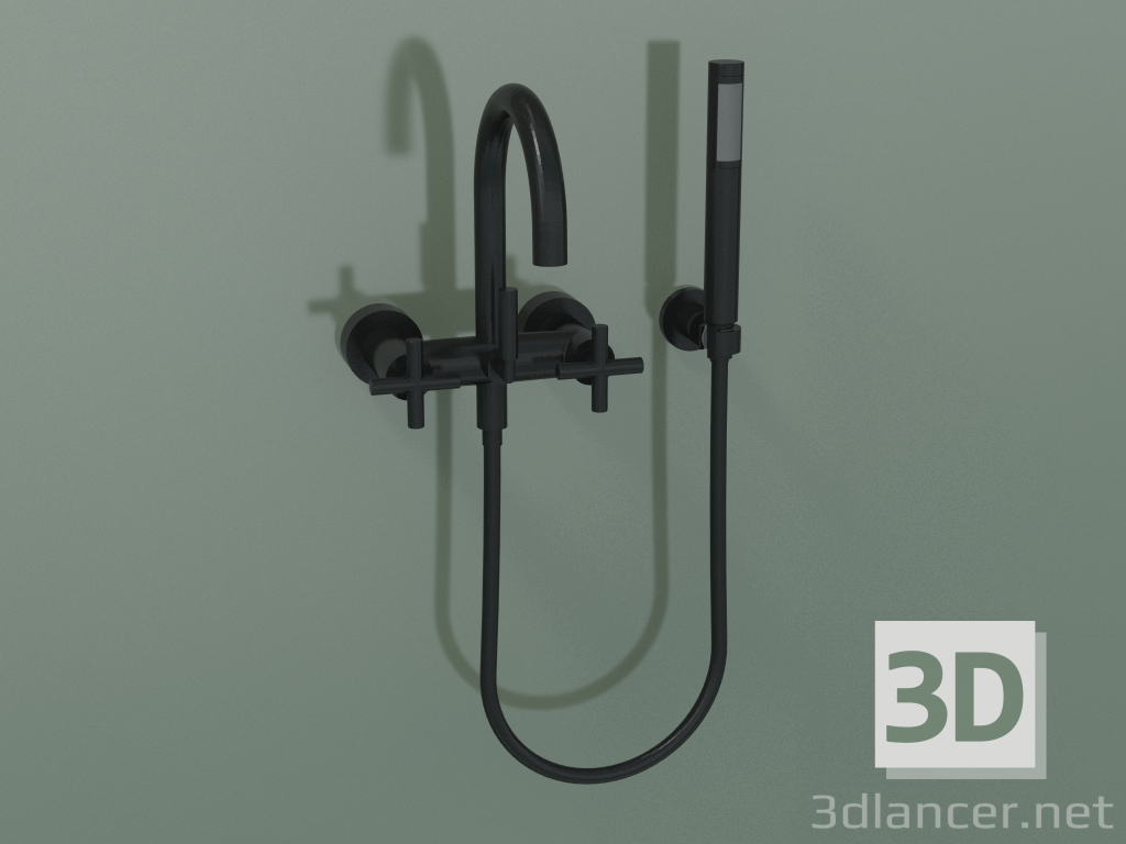 3d model Mezclador de bañera de pared con ducha de mano (25133892-33) - vista previa