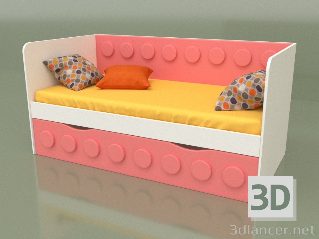 3d model Sofa bed for children with 1 drawer (Coral) - preview