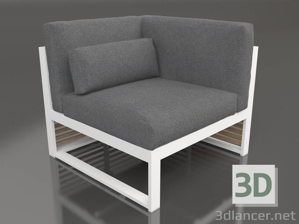 modèle 3D Canapé modulable, section 6 droite, dossier haut (Blanc) - preview