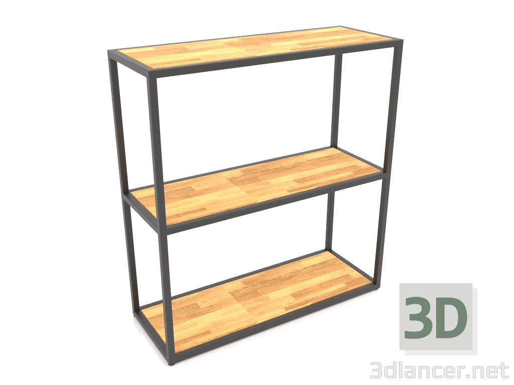 3d model Consola-rack rectangular (MADERA, 80x30x86, 3 estantes) - vista previa