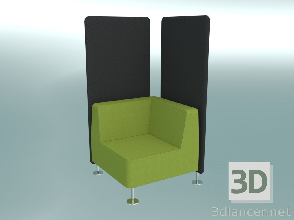 modèle 3D Chaise d'angle, se connecte à 2 cloisons (32) - preview