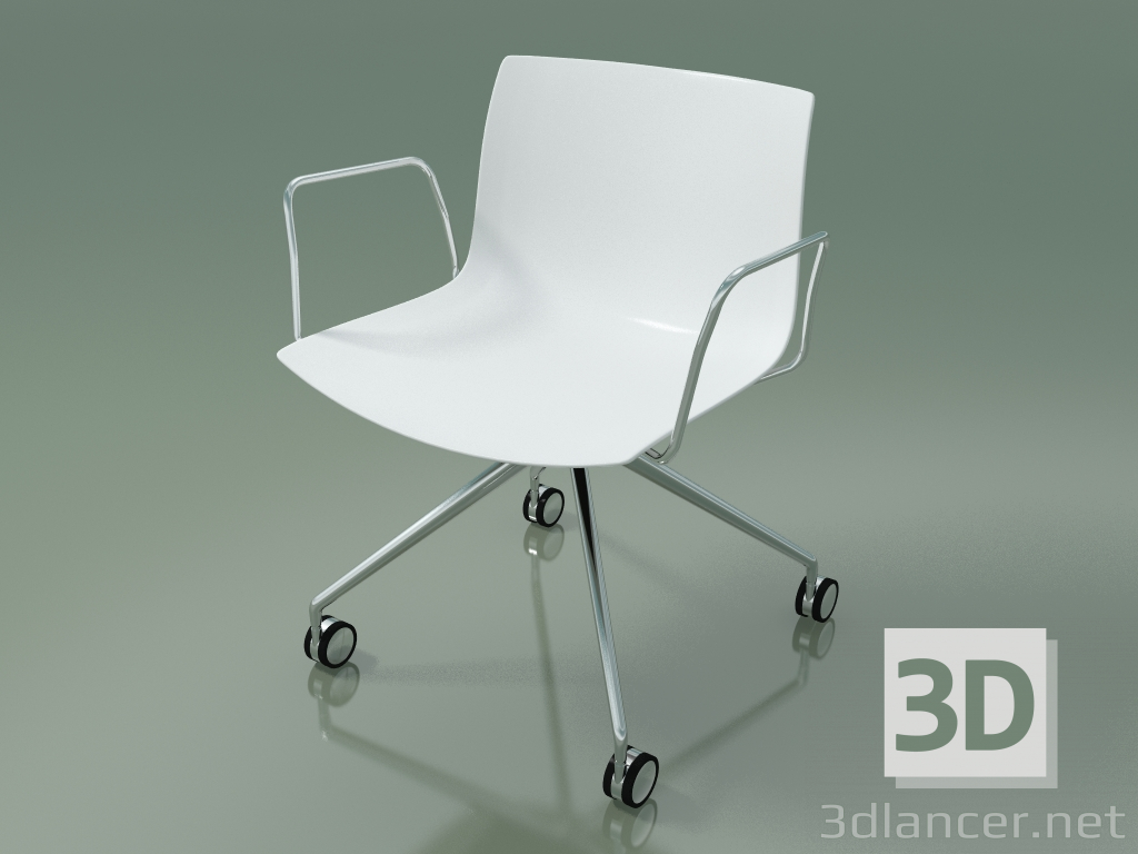 3d model Silla 2055 (4 ruedas, con reposabrazos, LU1, polipropileno PO00401) - vista previa