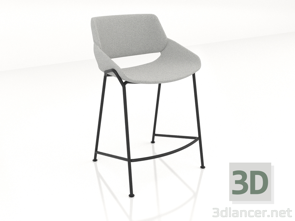 3d model Taburete de bar con patas bajas - vista previa