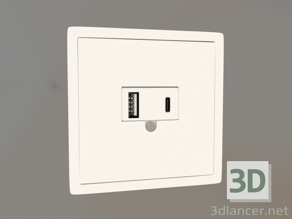 modèle 3D Chargeur USB (3,1 A, Type A ; C, Blanc, Blanc mat, DA27633) R98 - preview