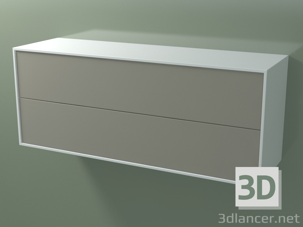 Modelo 3d Gaveta dupla (8AUECA01, Glacier White C01, HPL P04, L 120, P 36, H 48 cm) - preview