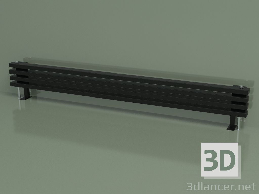 3d model Radiador horizontal RETTA (4 secciones 1800 mm 60x30, negro brillante) - vista previa