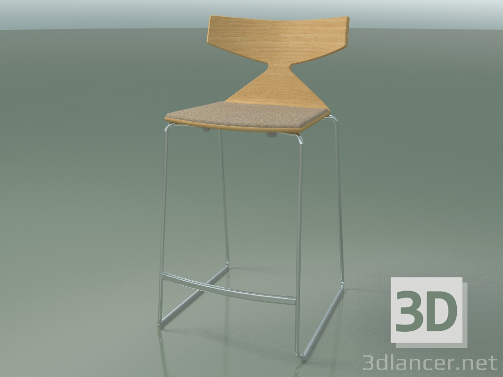 Modelo 3d Banqueta de bar empilhável 3712 (com almofada, carvalho natural, CRO) - preview