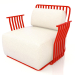 3d model Lounge chair (Red) - preview