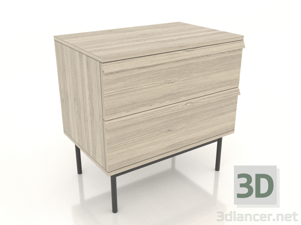 modello 3D Comodino STAND METAL 600x400 mm (rovere schiarito) - anteprima