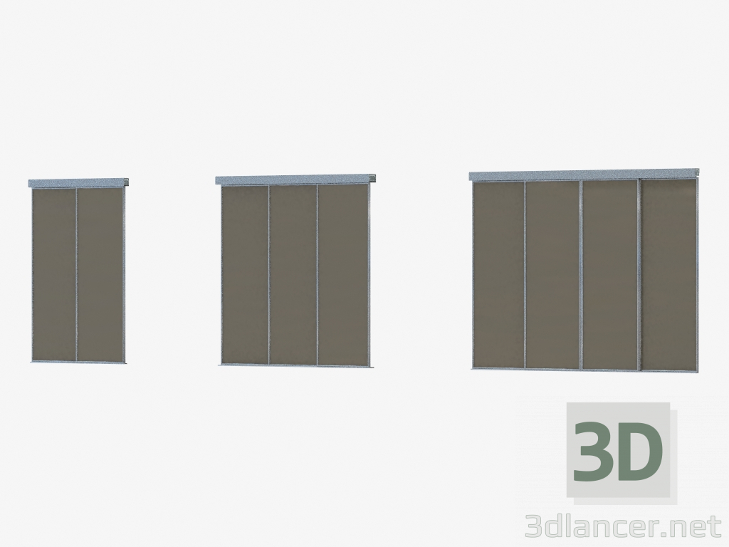 Modelo 3d Partição Interroom de A1 (preto prateado brilhante) - preview