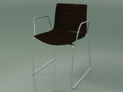 Chaise 0378 (sur rails avec accoudoirs, sans rembourrage, wengé)