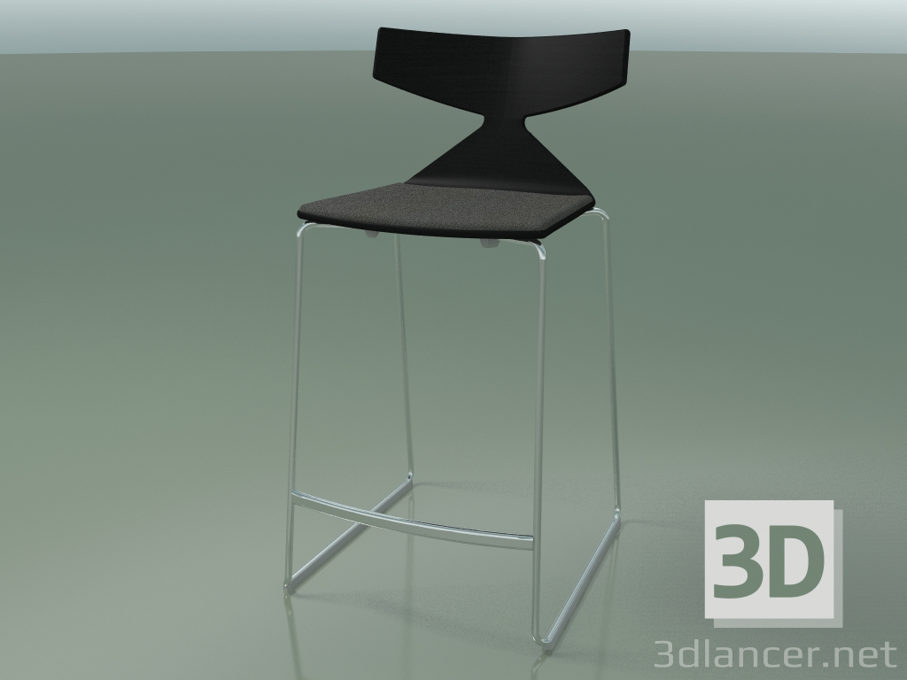 3D Modell Stuhl stapelbare Stange 3712 (mit Kissen, Schwarz, CRO) - Vorschau