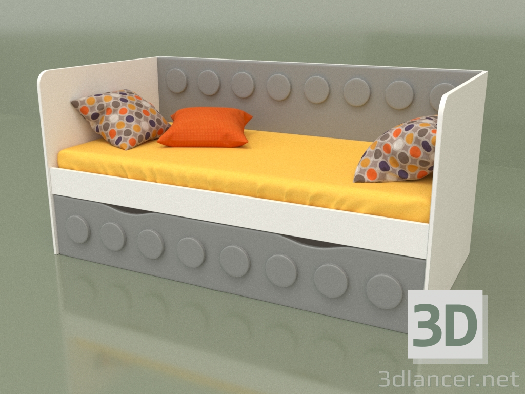 modello 3D Divano letto per bambini con 1 cassetto (Grigio) - anteprima