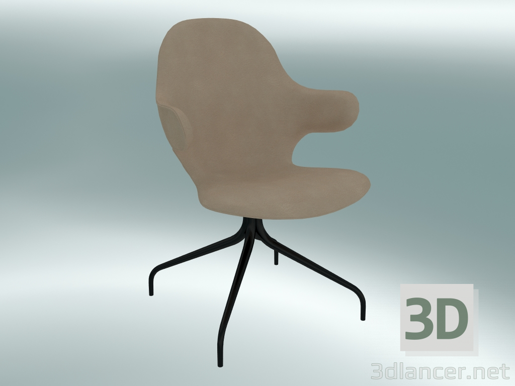 modello 3D Sedia girevole Catch (JH2, 58x58 N 90cm, acciaio verniciato a polvere nero, pelle - anilina di seta) - anteprima