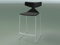 Tabouret de bar empilable 3712 (avec coussin, noir, V12)