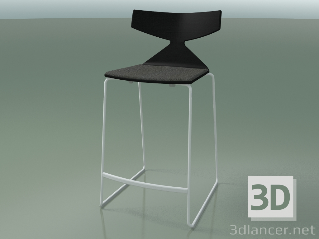 3d model Taburete de bar apilable 3712 (con cojín, negro, V12) - vista previa