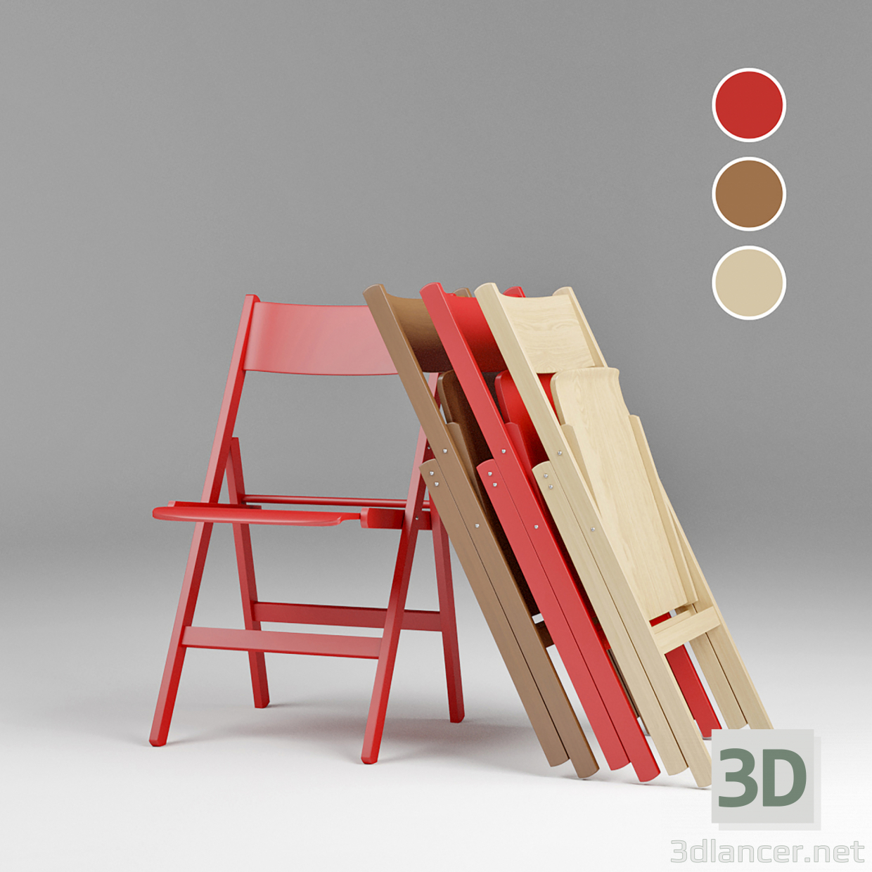 Silla plegable de estilo escandinavo 3D modelo Compro - render