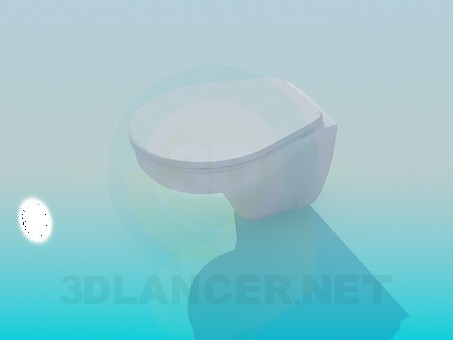 modello 3D Tazza WC con coperchio - anteprima