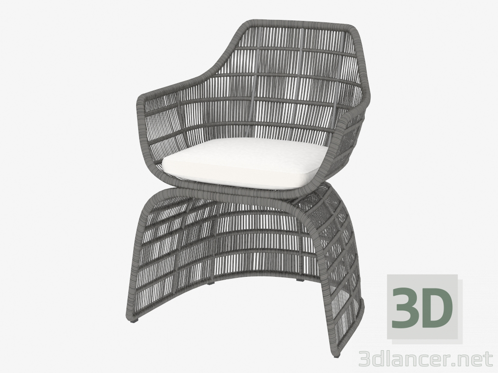 3d model Sillón con fondo de mimbre (negro) - vista previa