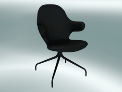 Swivel chair Catch (JH2, 58x58 N 90cm, Black powder coated steel, Leather - Black Silk)