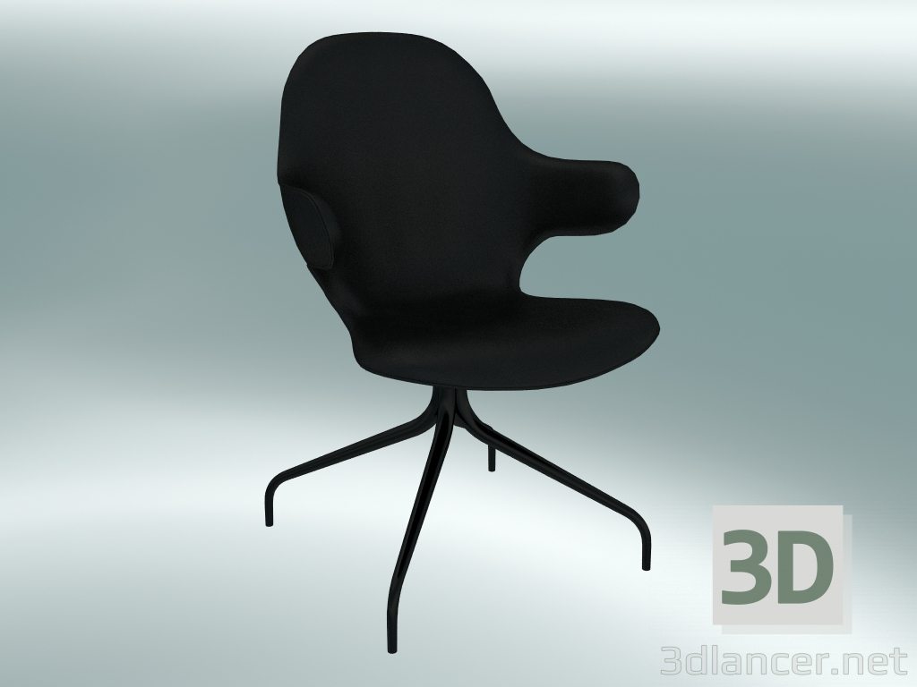 3d model Silla giratoria Catch (JH2, 58x58 N 90cm, acero con recubrimiento en polvo negro, cuero - seda negra - vista previa