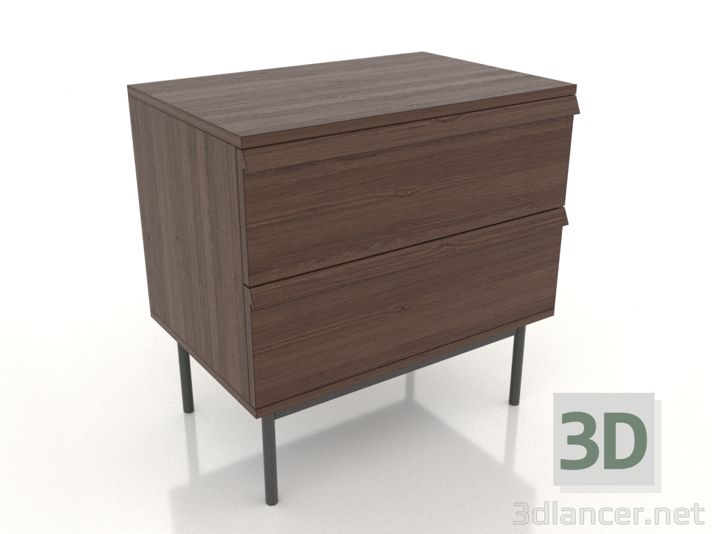 modèle 3D Table de chevet STAND METAL 600x400 mm (noyer foncé) - preview