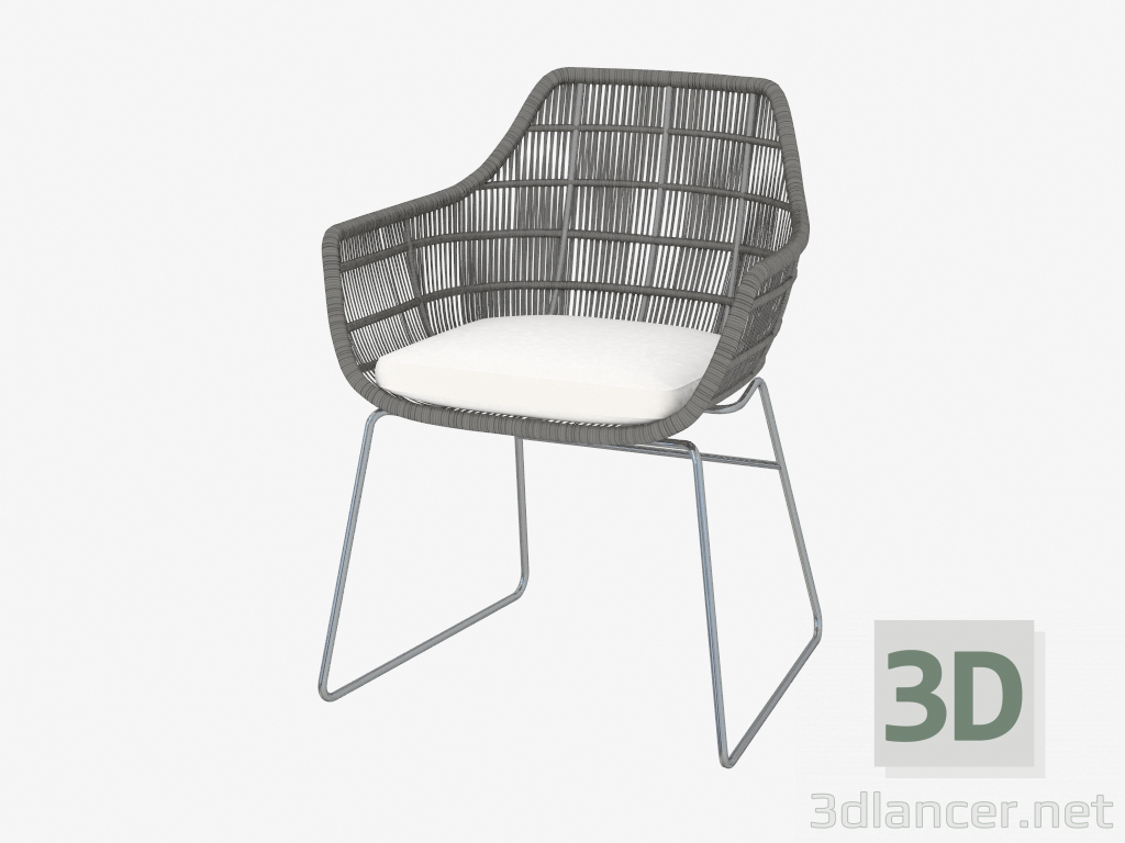 3d model Armchair with metal legs (black) - preview