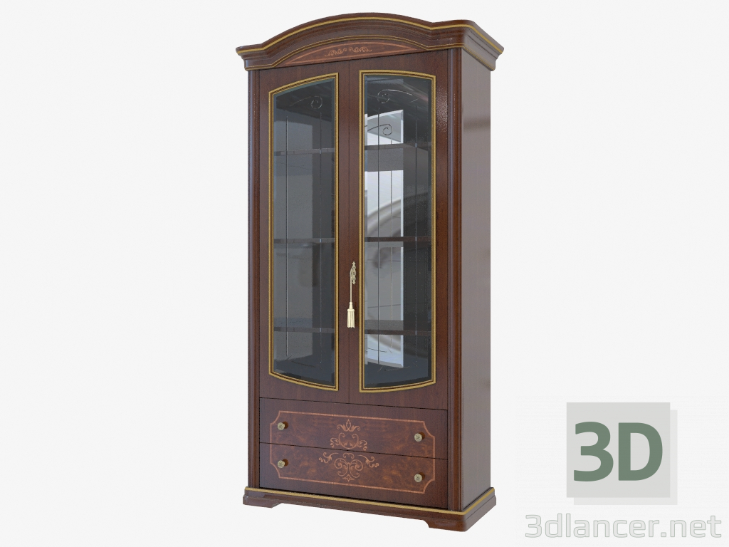 3d model Vitrina de dos puertas para libros con cajas (1131х2165х516) - vista previa