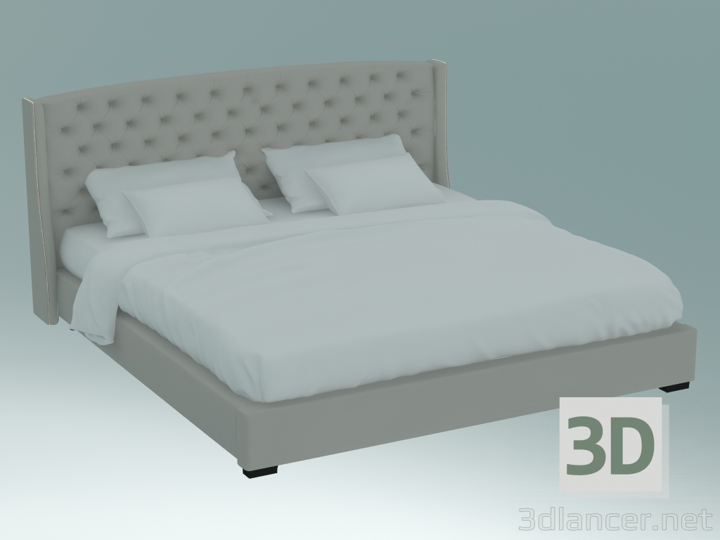 3d model Cama doble Jarrow Wave Capitone - vista previa