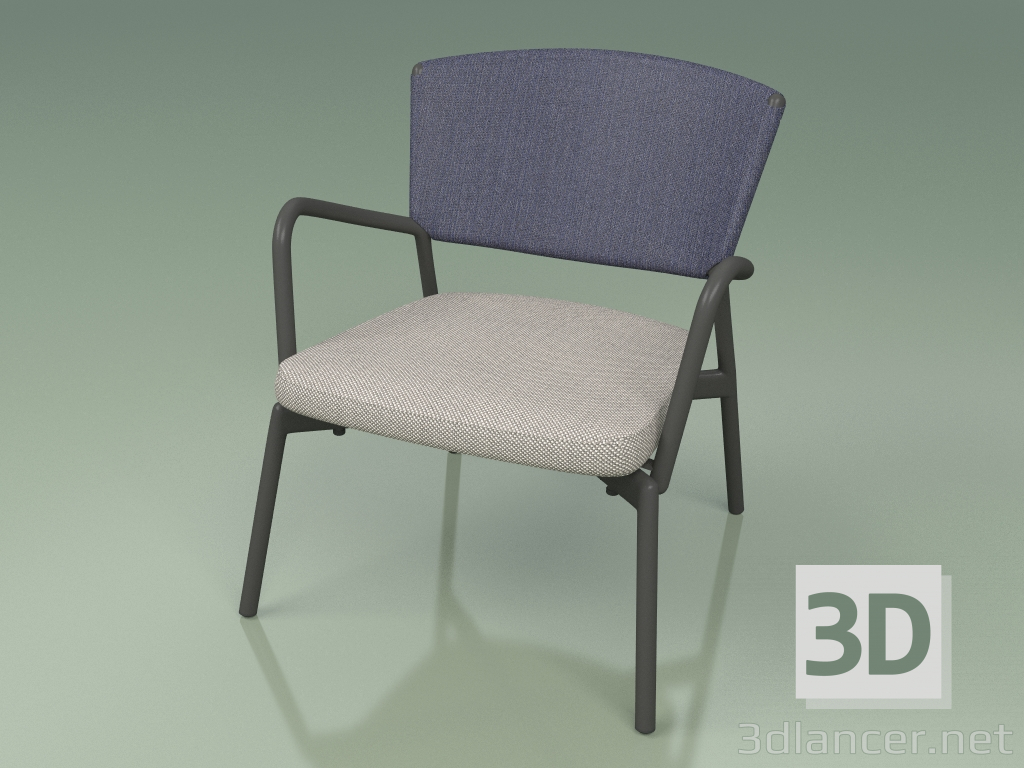 3d model Sillón con asiento blando 027 (Metal Smoke, Batyline Blue) - vista previa