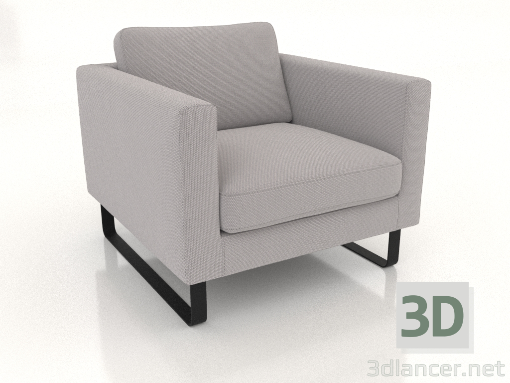 modèle 3D Fauteuil (pieds en métal, tissu) - preview