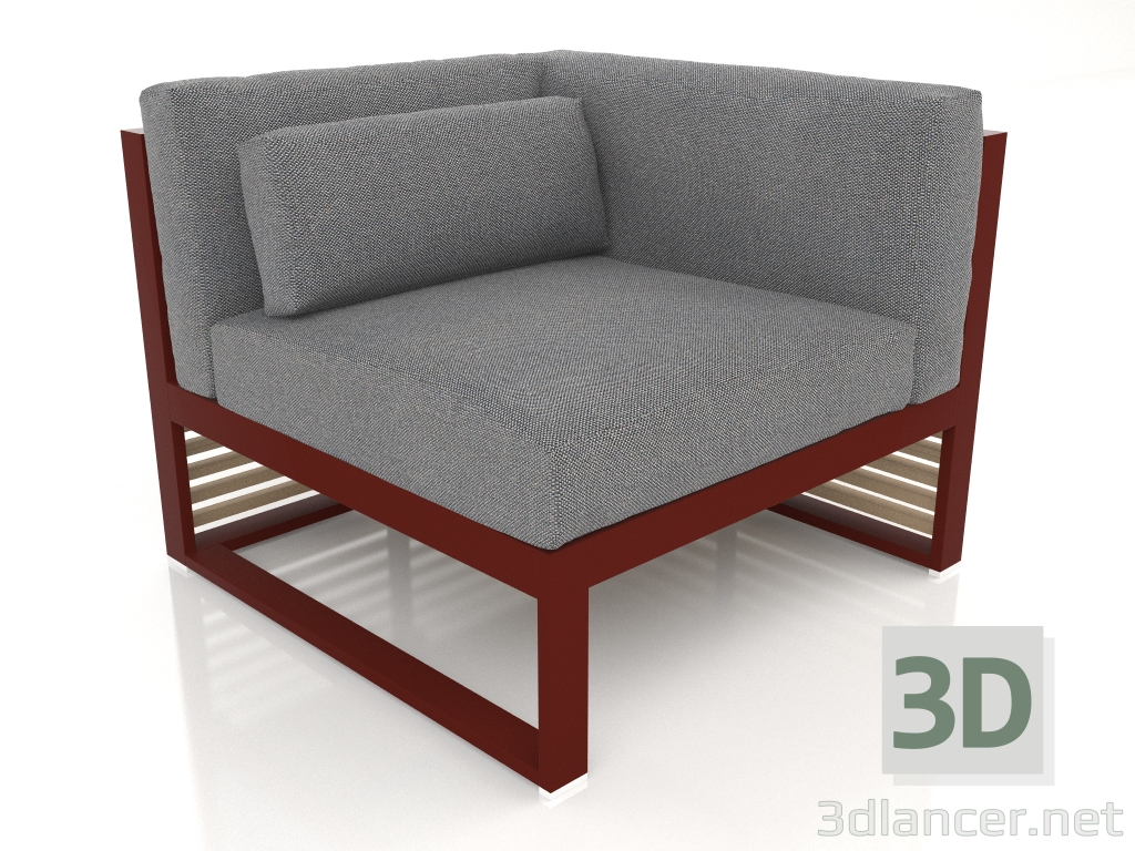 3D Modell Modulares Sofa, Abschnitt 6 rechts (Weinrot) - Vorschau