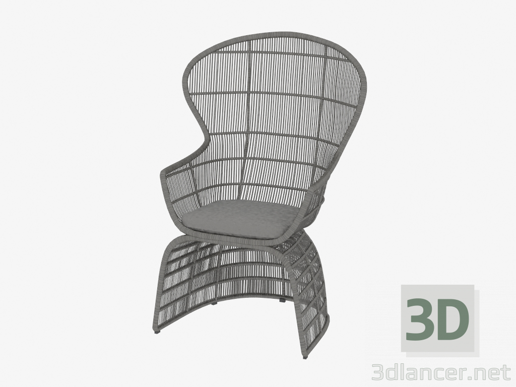 3d модель Кресло с овальной спинкой и плетеным низом – превью