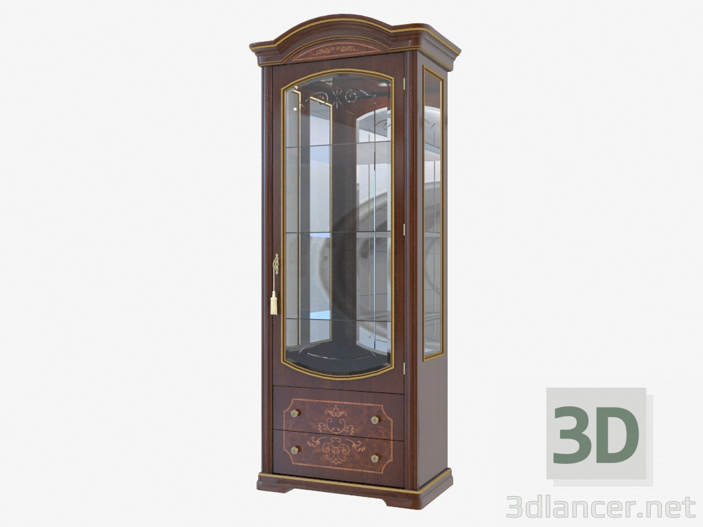 modello 3D Vetrina singola porta con cassetti per il soggiorno (883x2165x516) - anteprima