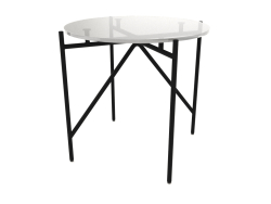 Uma mesa baixa d50 com tampo de vidro