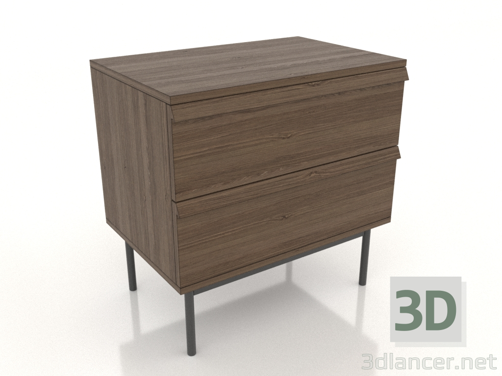 modello 3D Comodino STAND METAL 600x400 mm (frassino alleggerito noce) - anteprima