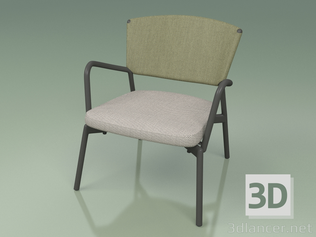 3d model Sillón con asiento blando 027 (Metal Smoke, Batyline Olive) - vista previa