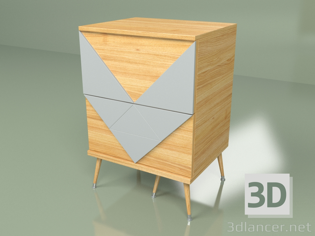 Modelo 3d Mesa de cabeceira Woo Twins (cinza claro) - preview